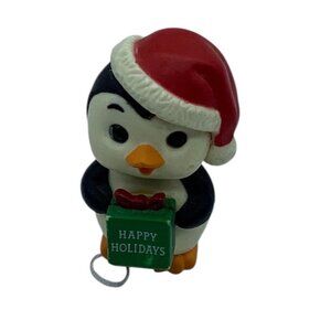 Vtg Russ Berrie Penguin Happy Holidays Figurine Li'l Bitty Bits Santa Hat 1.75"